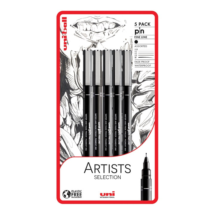 Set UNI PIN markera fineliner Artist Selection 5 kom