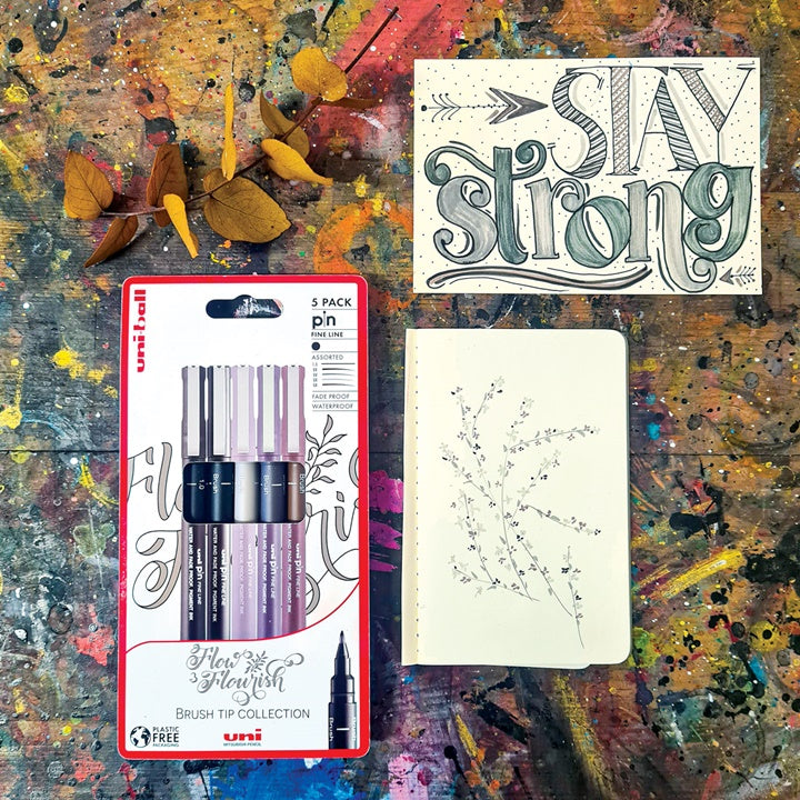 Set UNI PIN markera fineliner Flow and Flourish 5 kom