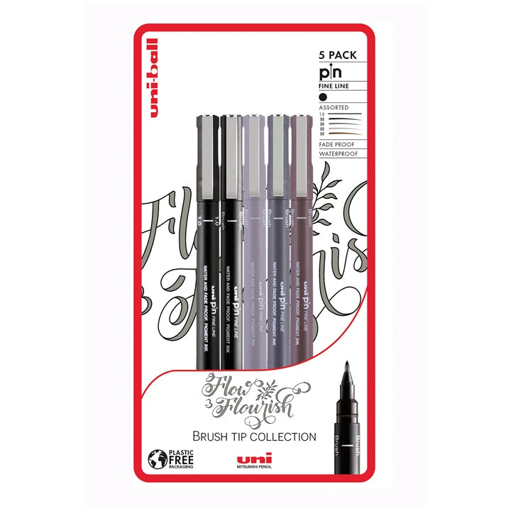 Set UNI PIN markera fineliner Flow and Flourish 5 kom