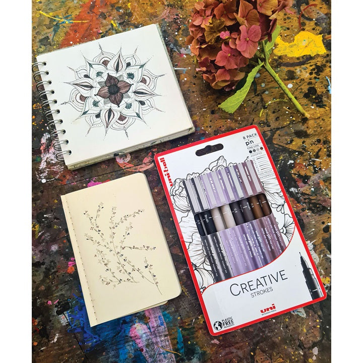 Set UNI PIN fineliner markera Creative Strokes 8 kom