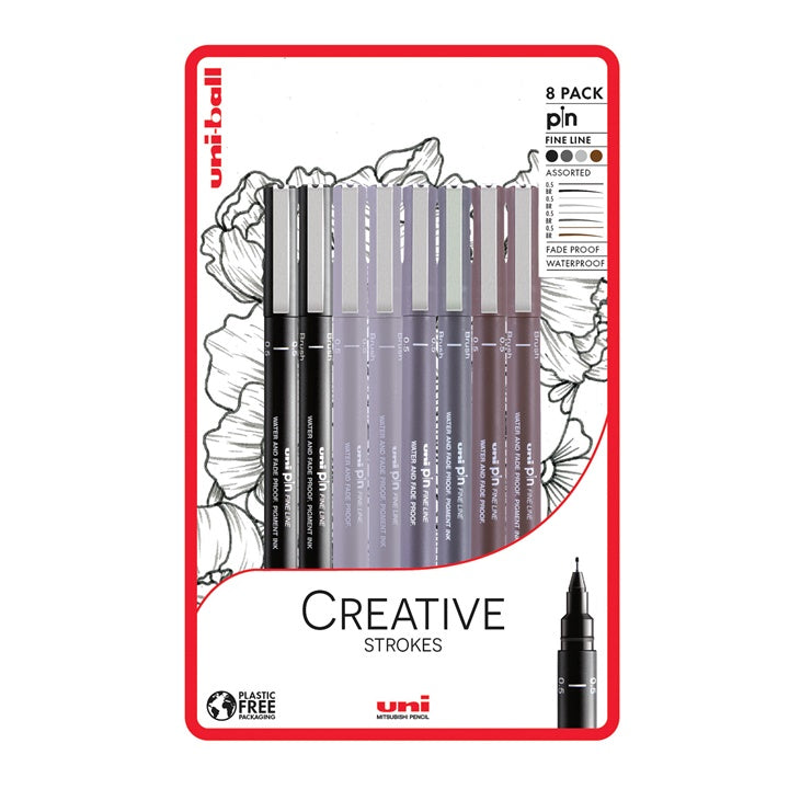 Set UNI PIN fineliner markera Creative Strokes 8 kom