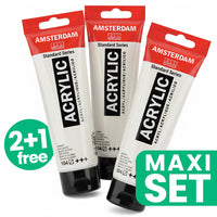 Set od 3 akrilne boje Amsterdam - 2 + 1 gratis | Titan bijela