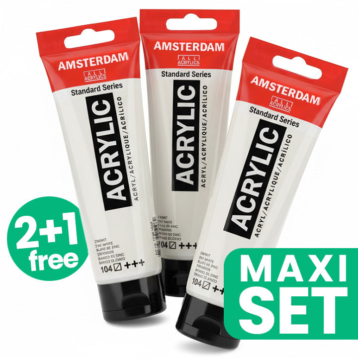 Set od 3 akrilne boje Amsterdam - 2 + 1 gratis | Titan bijela