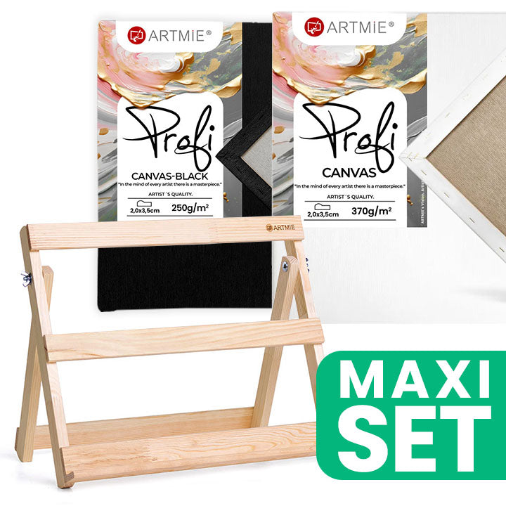 ARTMIE Set stolnih štafelaja s crno-bijelim PROFI platnom 40x30 cm