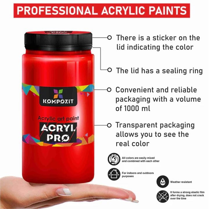 Akrilna boja ACRYL PRO ART Kompozit 1 000 ml | razne nijanse — slika 2