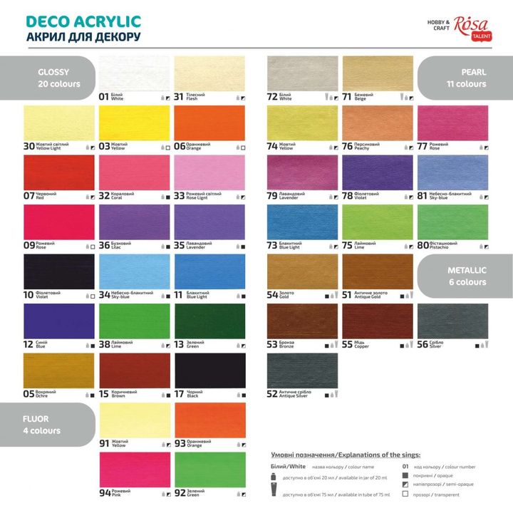Akrylová dekoračná farba perleťová ROSA TALENT 20 ml | rôzne odtiene — obrázok 1