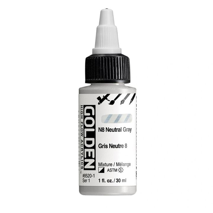 Akrilna boja GOLDEN High Flow 30 ml – 8520 N8 Neutralna Siva