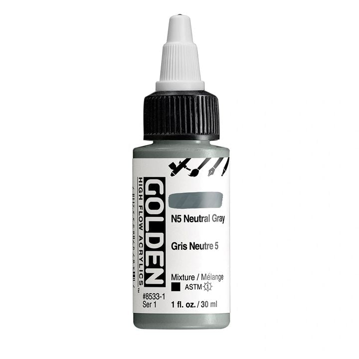 Akrilna boja GOLDEN High Flow 30 ml – 8533 N5 Neutralna Siva