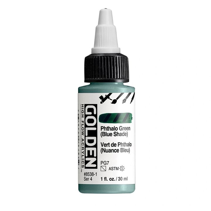 Akrilna boja GOLDEN High Flow 30 ml – 8538 Ftalocijaninska Zelena (Plava Nijansa)