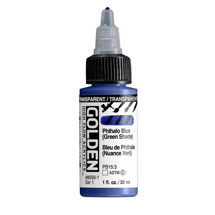 Akrilna boja GOLDEN High Flow 30 ml – 8559 Transparentna Ftaloc. Plava (Zelena Nijansa)