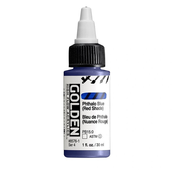 Akrilna boja GOLDEN High Flow 30 ml – 8576 Ftalocijaninska Plava (Crvena Nijansa)