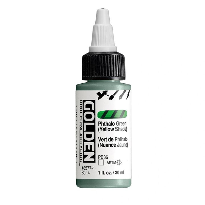 Akrilna boja GOLDEN High Flow 30 ml – 8577 Ftalocijaninska Zelena (Žuta Nijansa)