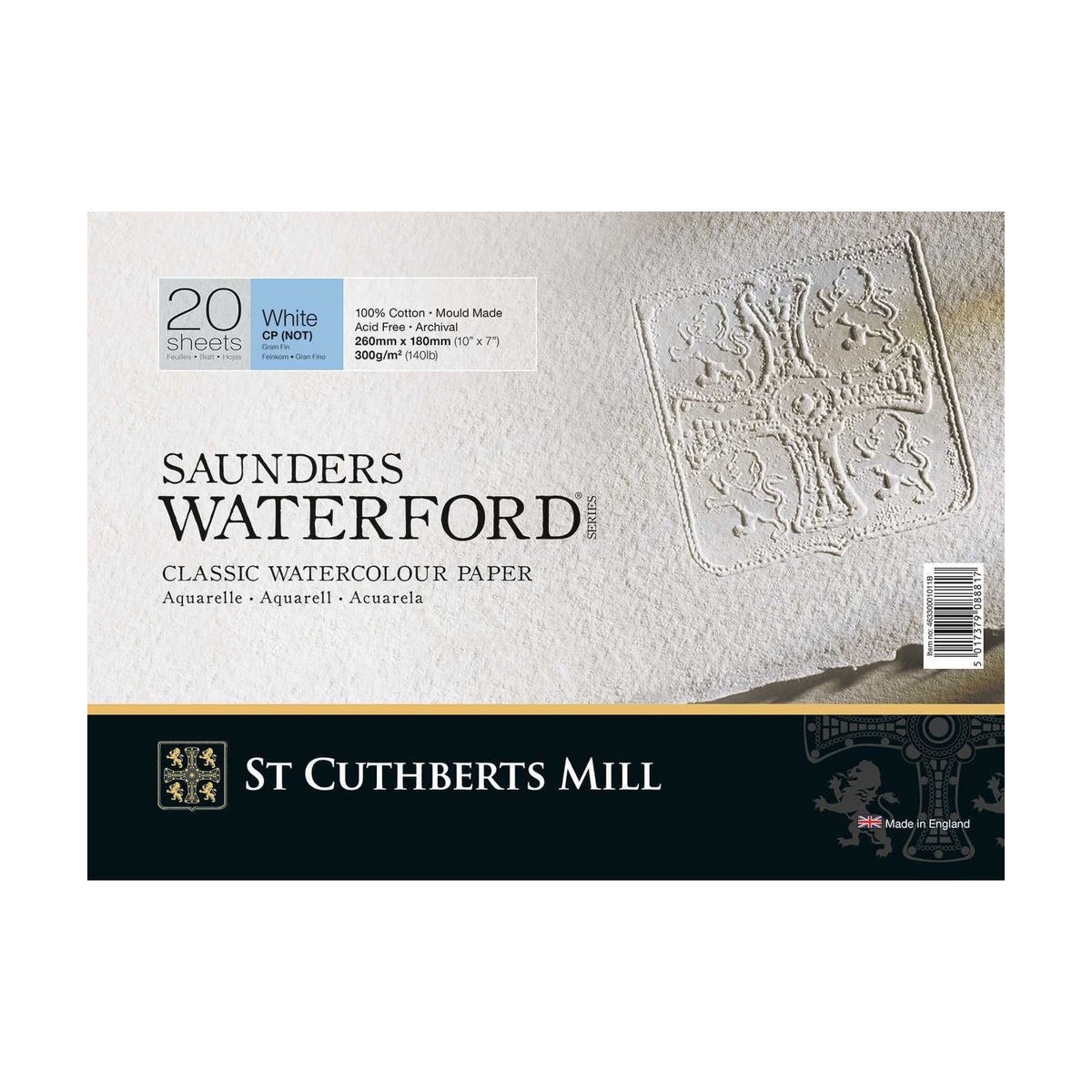 Akvarelni blok CANSON St Cuthberts Saunders Waterford CP bijeli 300 g/m² 20 listova – 26 – 51 cm