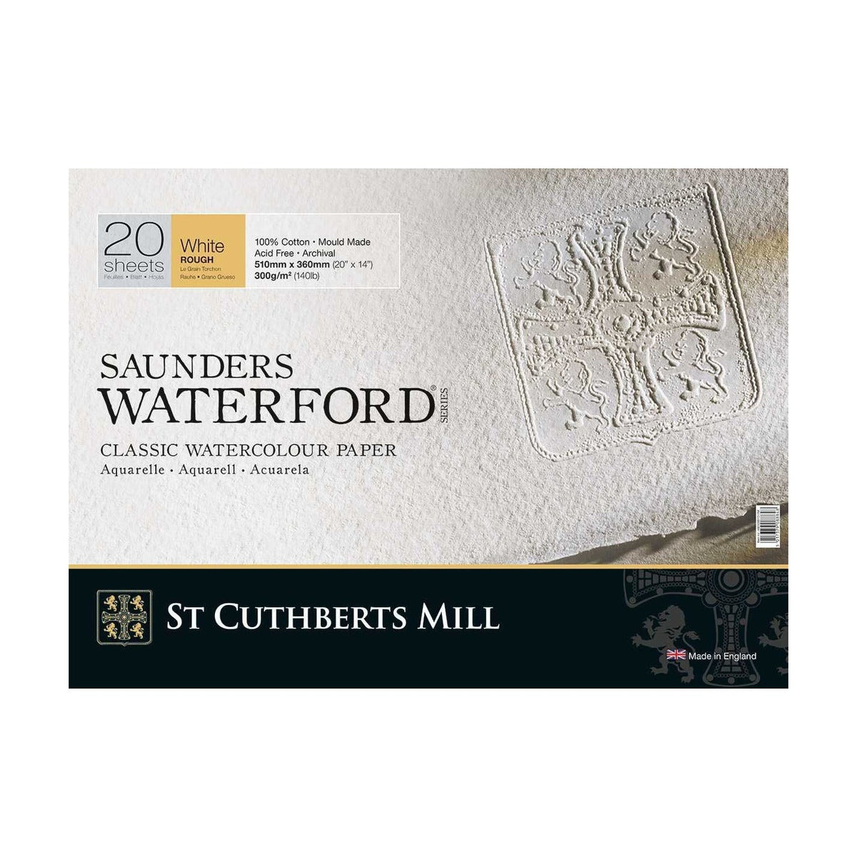 Akvarelni blok CANSON St Cuthberts Saunders Waterford Rough 300 g/m² 26 – 51 cm - 20 listova