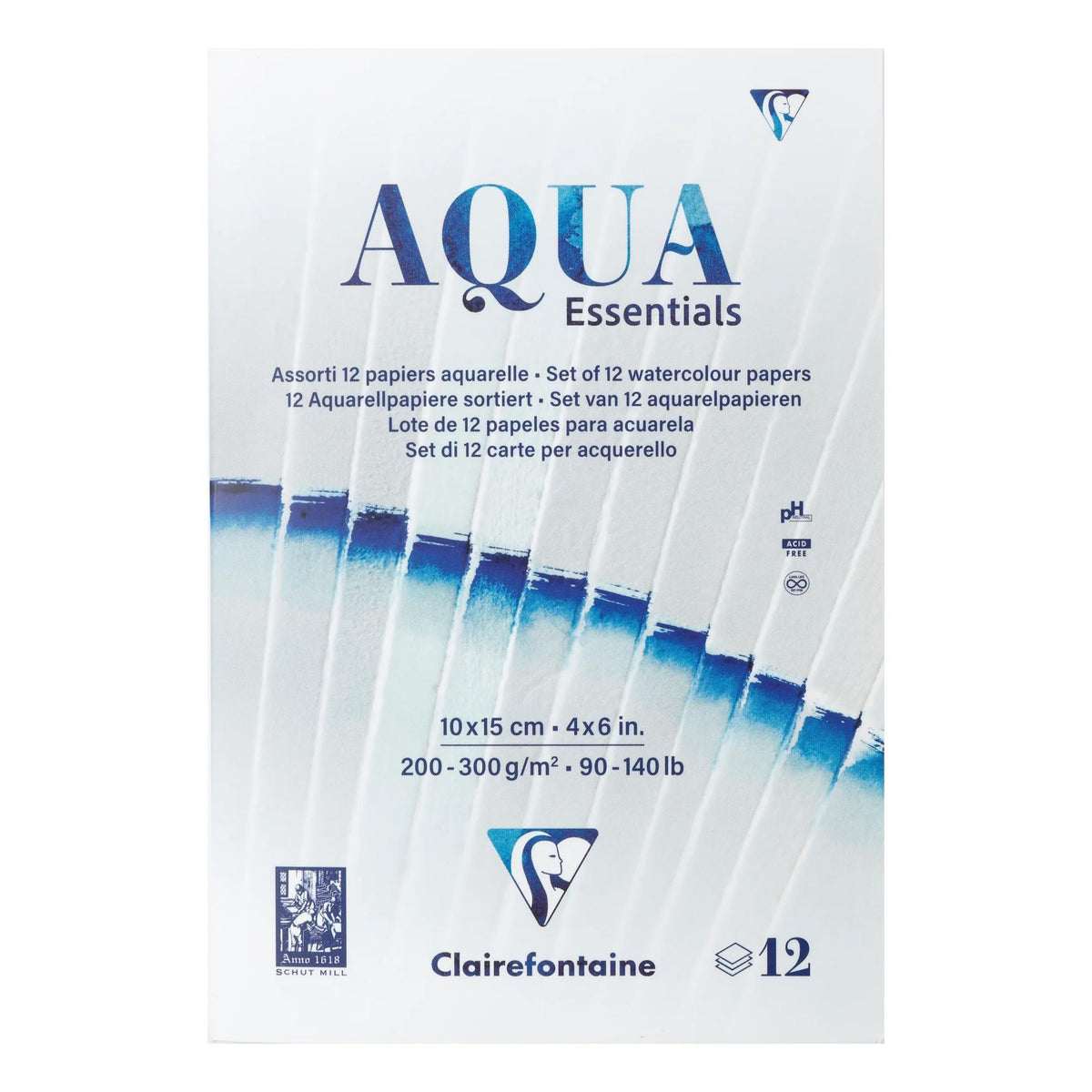 Akvarelni blok Clairefontaine Aqua Essentials 200 do 300 g/m² 10 – 24 cm - 12 listova