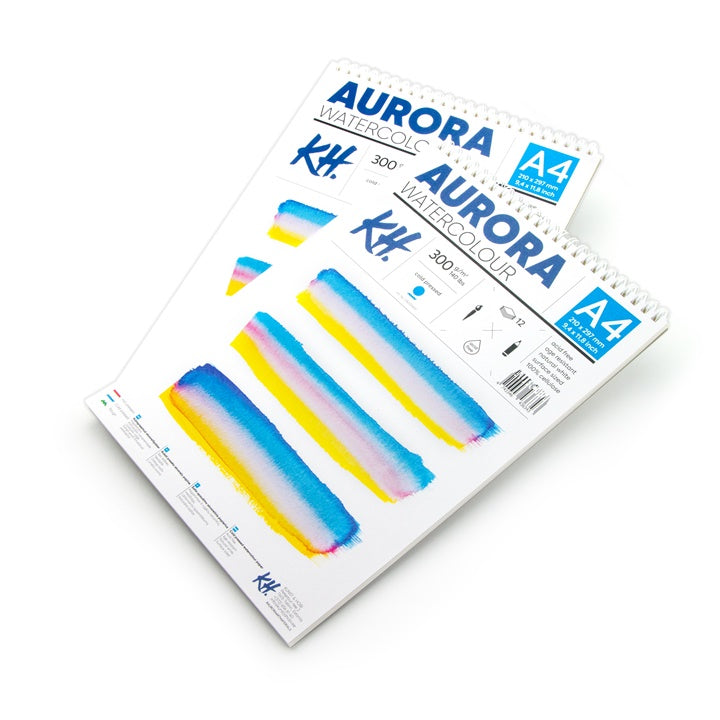 Akvarelový blok AURORA cold press so špirálou - 12 listový | rôzne formáty — obrázok 2