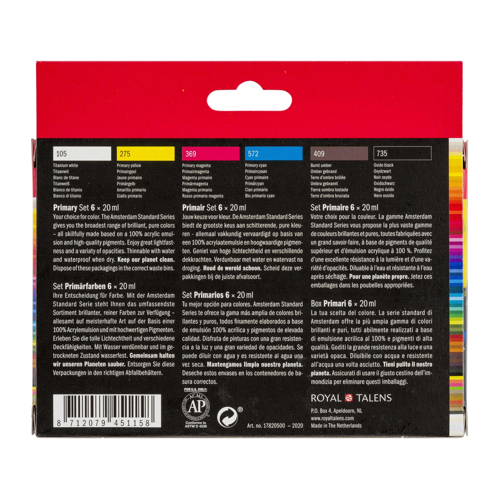 ROYAL TALENS Amsterdam set akrilnih boja Primary 6 x 20 ml