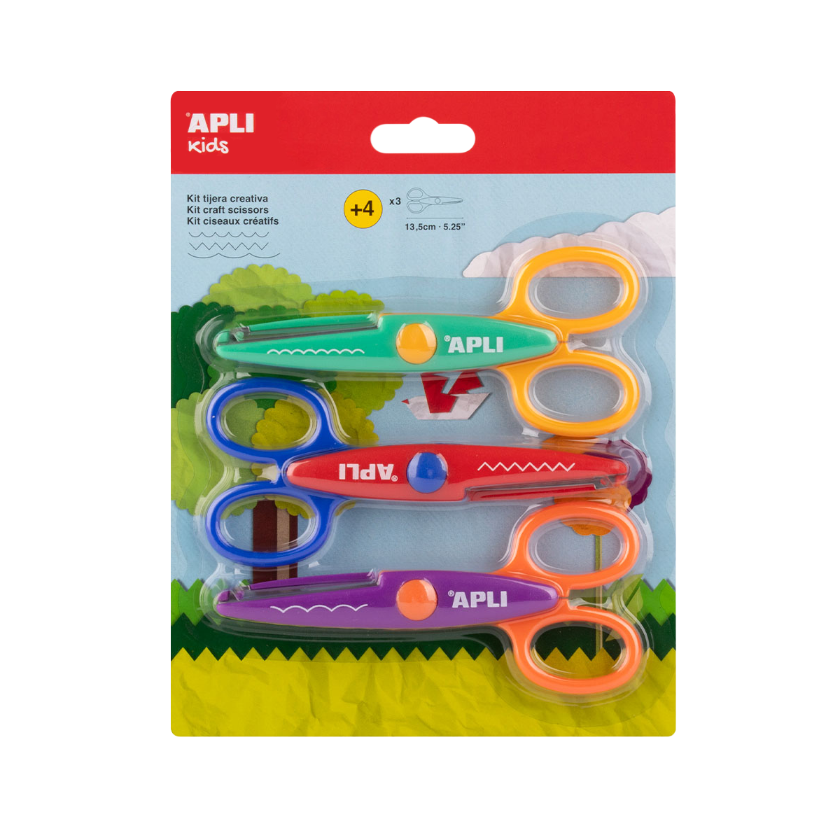 APLI kreativne škare 13,5 cm, zaobljeni vrh, simetrične – set, 3 kom