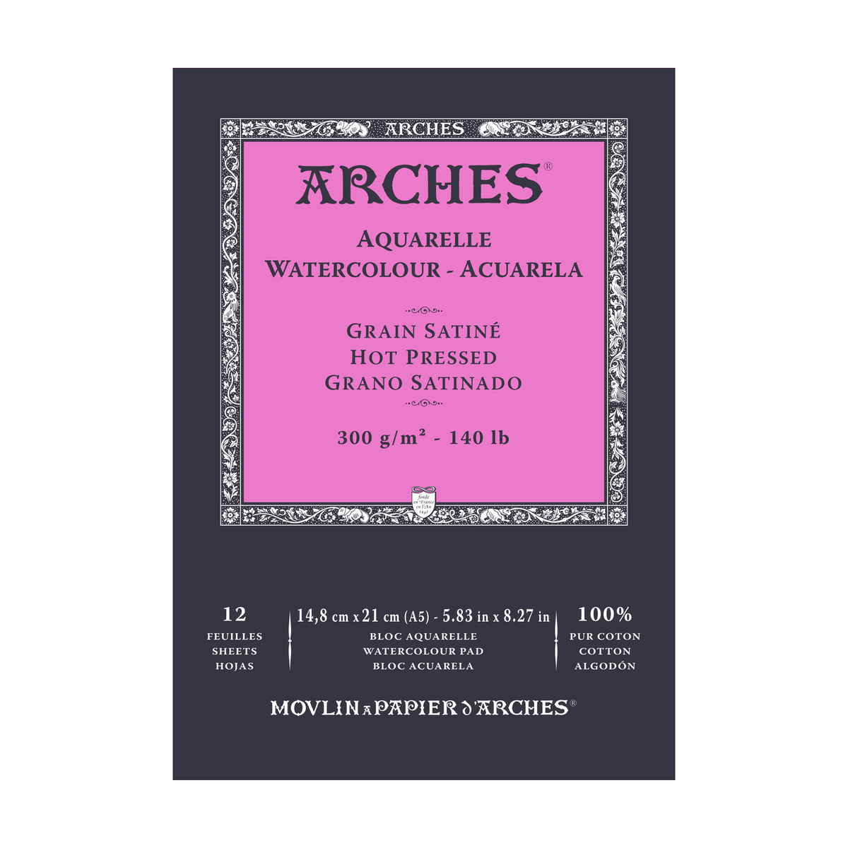 ARCHES akvarelni blok glatki HP prirodno bijeli 300 g/m² A5 – A3 - 12 listova