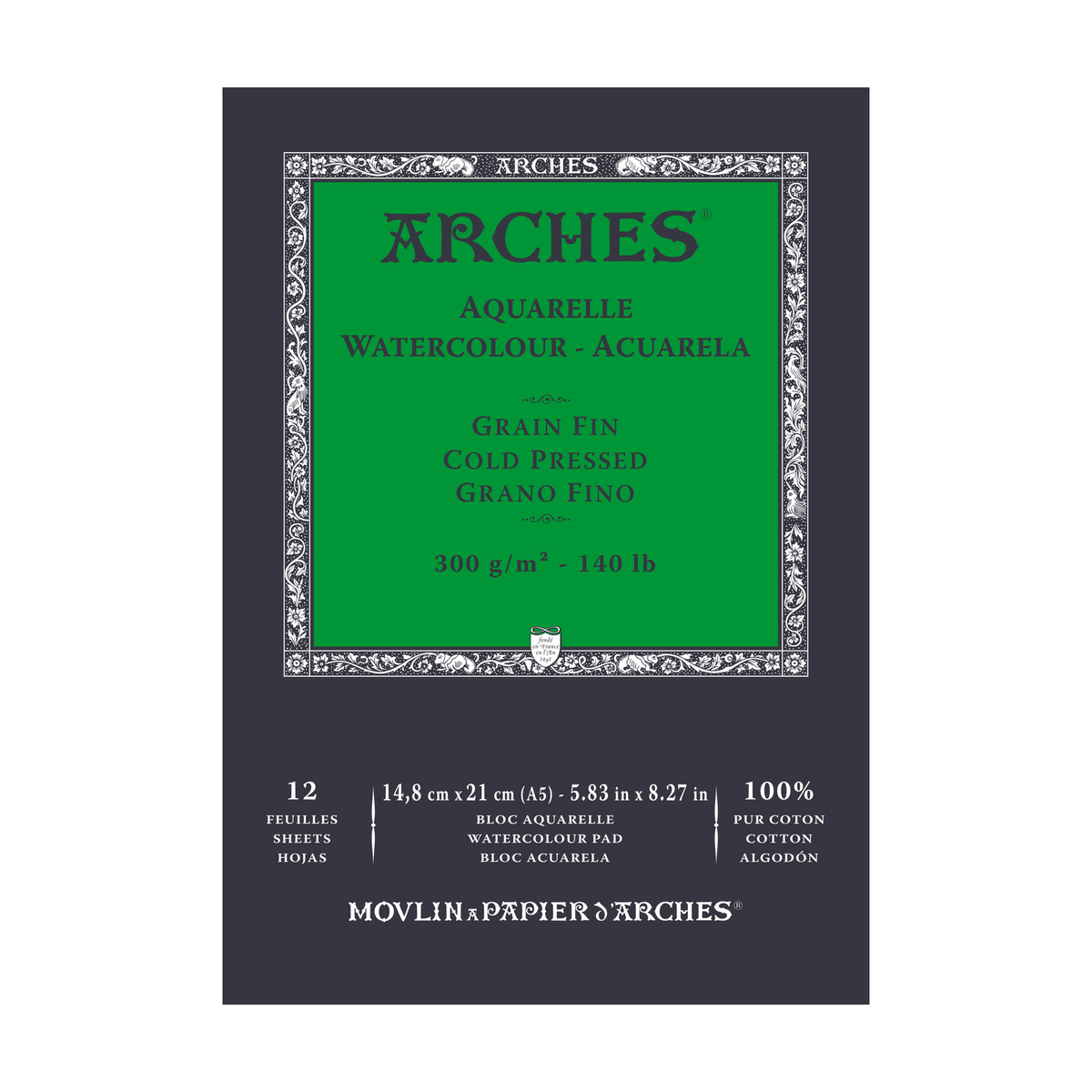 ARCHES akvarelni blok hladno prešani prirodno bijela 300 g/m² - 12 listova (A5 – A3)