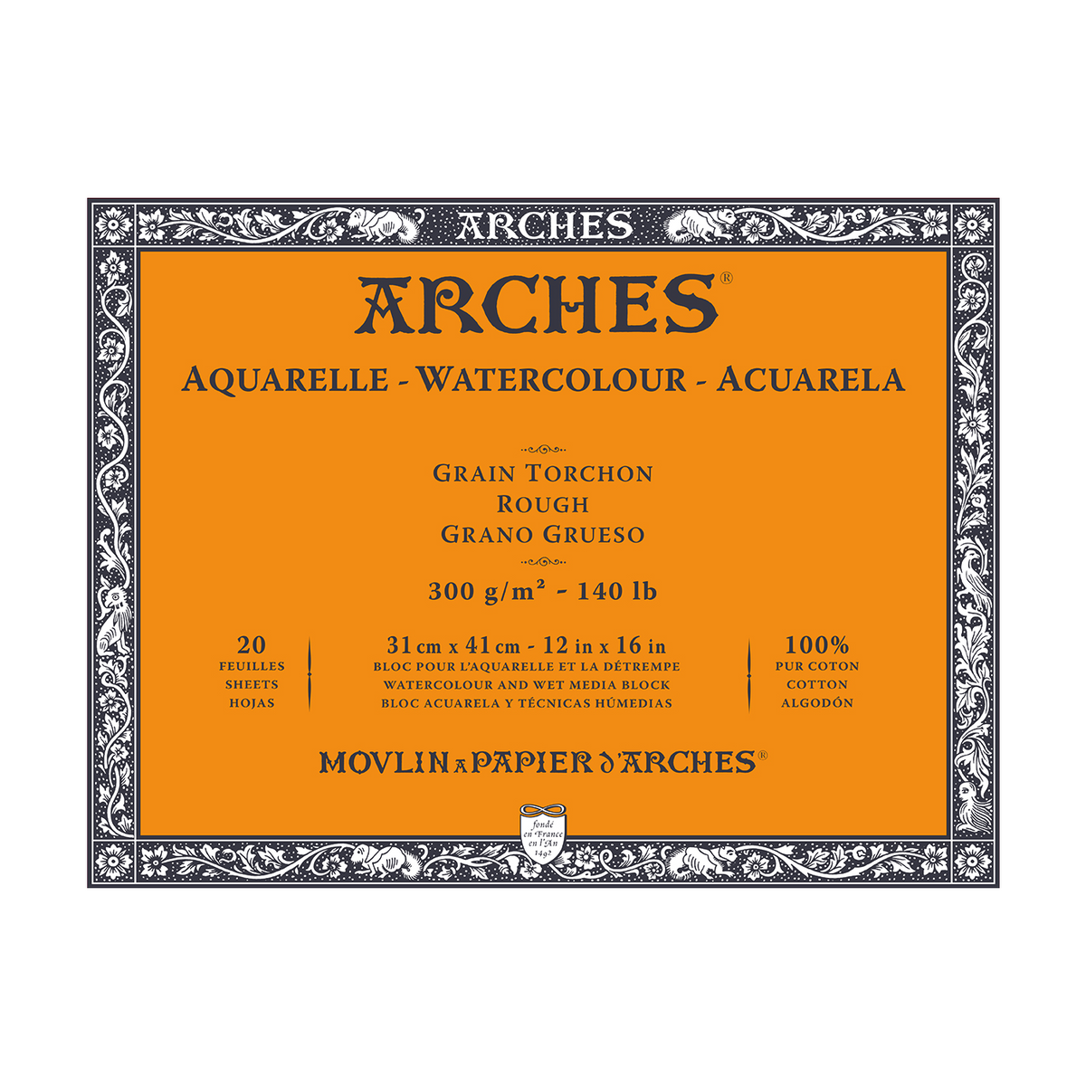 ARCHES akvarelni blok Rough prirodno bijela 300 g/m² 10 – 31 cm - 20 listova