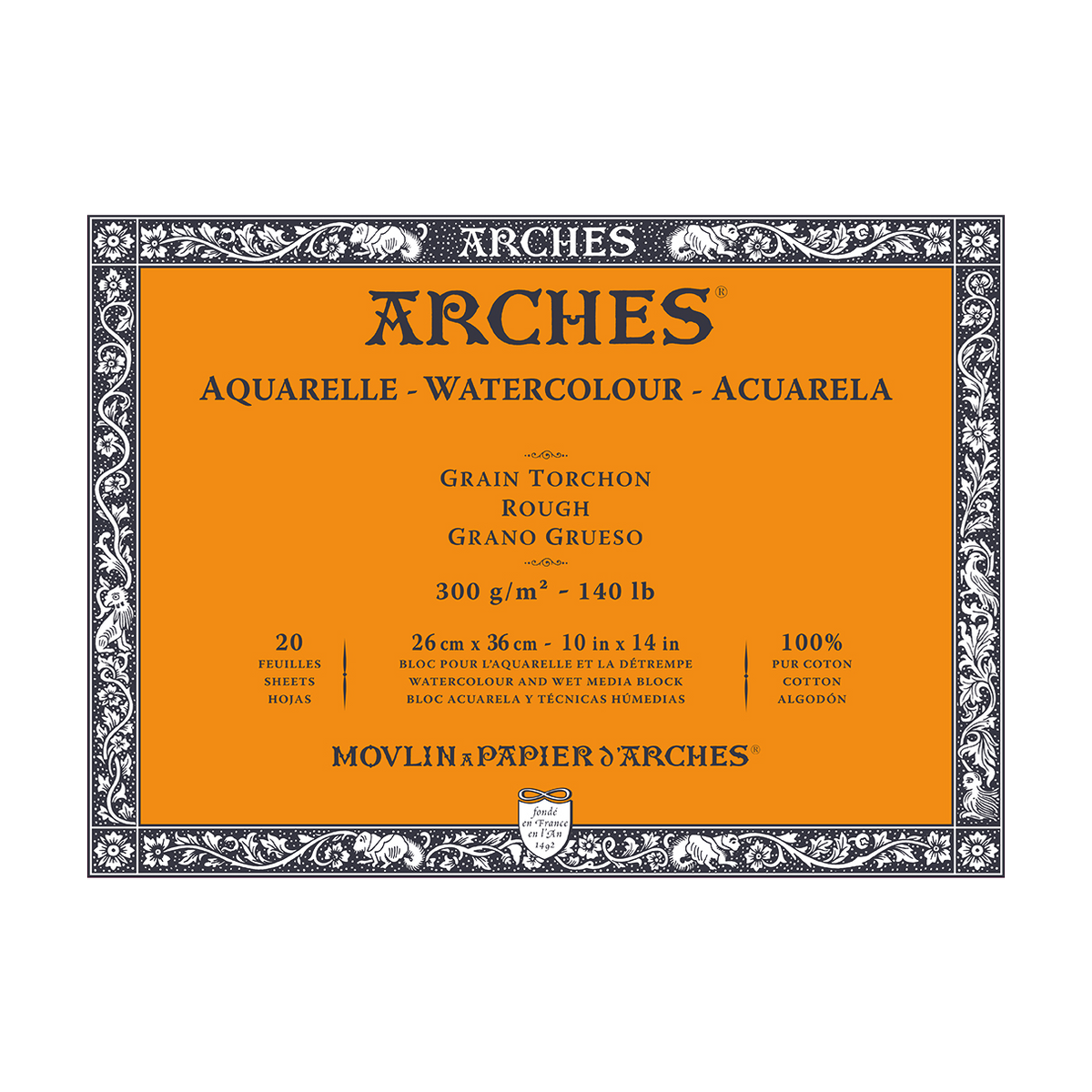 ARCHES akvarelni blok Rough prirodno bijela 300 g/m² 10 – 31 cm - 20 listova