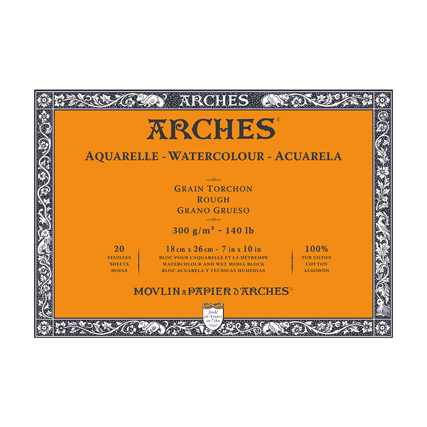 ARCHES akvarelni blok Rough prirodno bijela 300 g/m² 10 – 31 cm - 20 listova