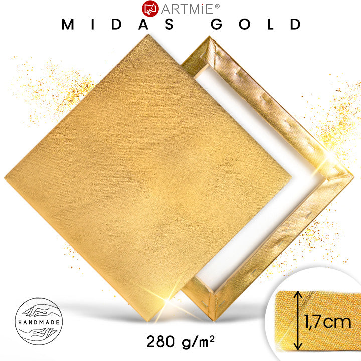 Zlatno slikarsko platno MIDAS na okviru — pamuk 280 g/m² s metalik zlatnim pigmentom