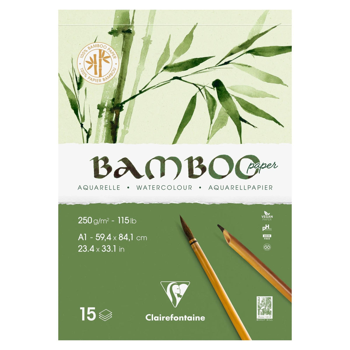 Bambus akvarelni blok CLAIREFONTAINE CP 250 g/m² A1 - 15 listova