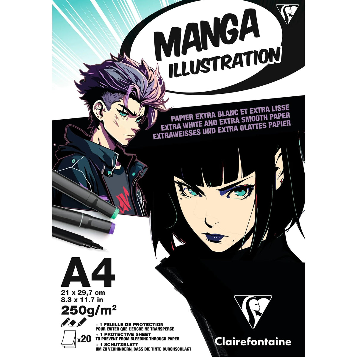 Blok papira CLAIREFONTAINE Manga Illustration 250 g/m² A5 – A3 - 20 listova