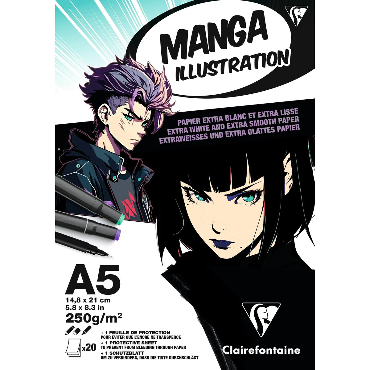 Blok papira CLAIREFONTAINE Manga Illustration 250 g/m² A5 – A3 - 20 listova
