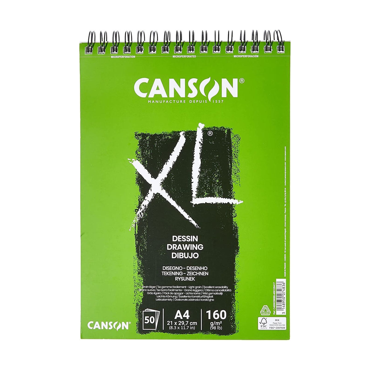 Blok za crtanje Canson XL Dessin A4 160 g/m² 50 listova spiralni uvez