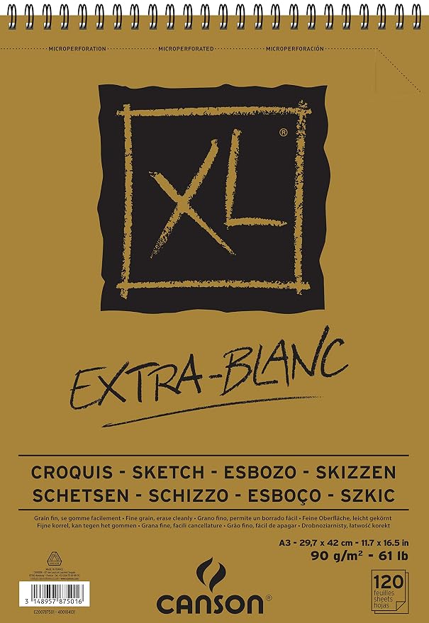 Blok za skiciranje CANSON XL Extra Blanc 90 g/m² 120 listova A3 sa spiralnim uvezom na vrhu