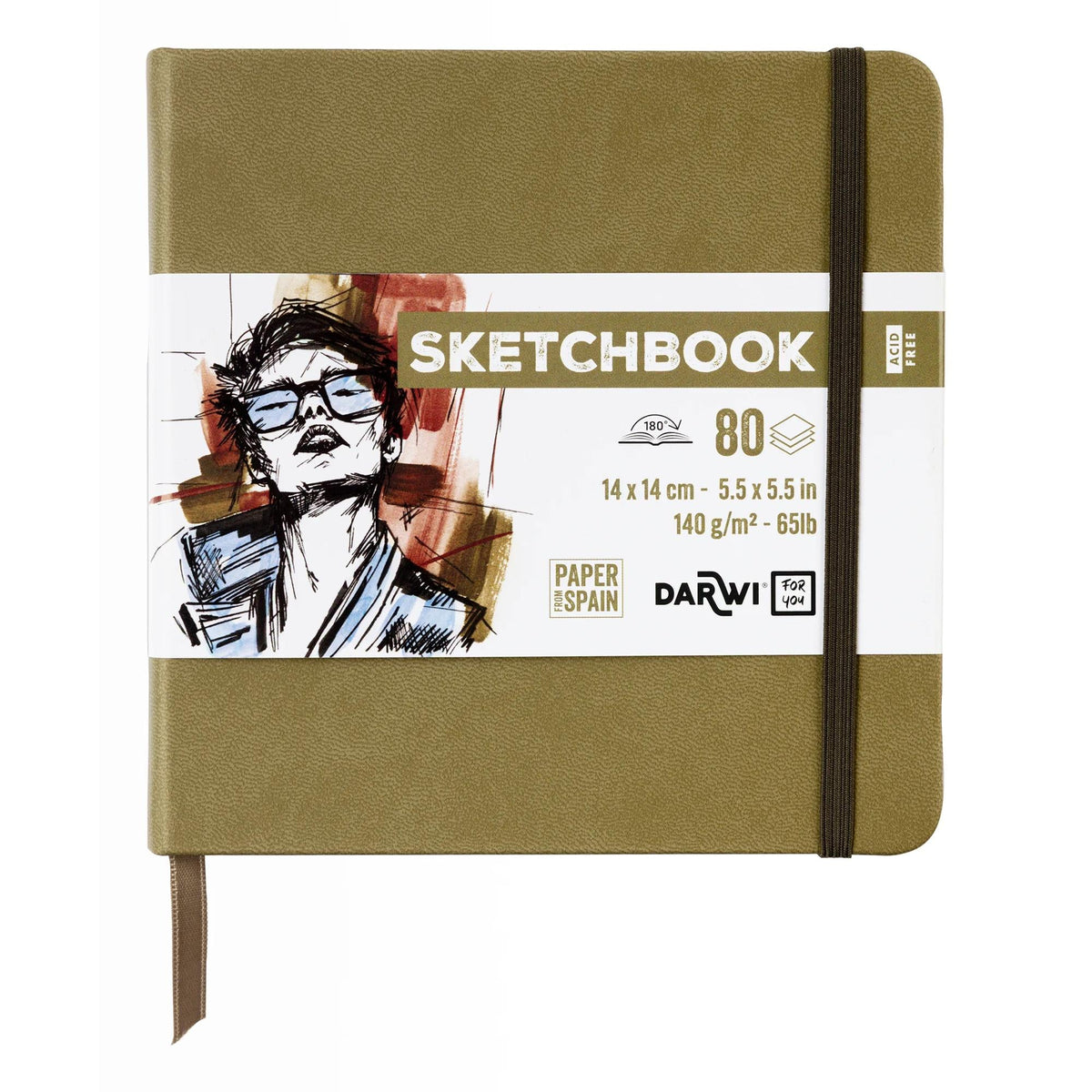 Blok za skiciranje DARWI Khaki 14 x 14 cm, 140 g, 80 listova