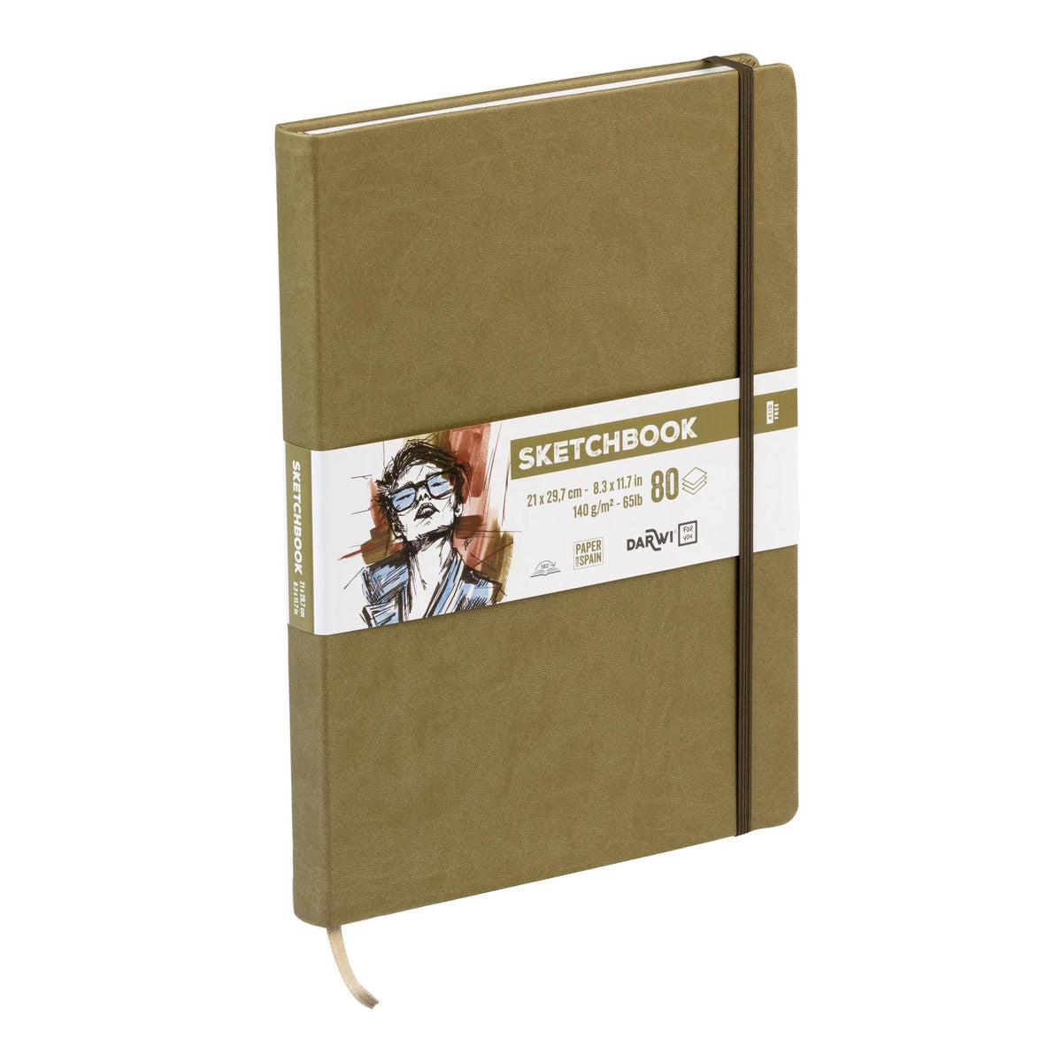 Blok za skiciranje DARWI Khaki A4, 140 g/m², 80 listova