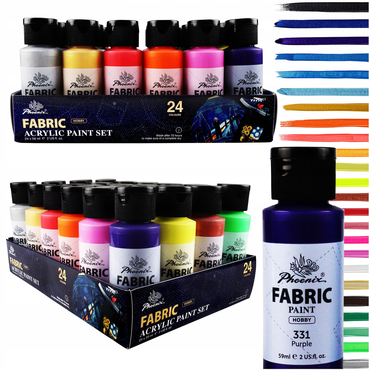 Boje za tekstil Phoenix 24 x 59 ml
