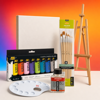 Slikarski početnički set — platno, akrilne boje, kistovi i štafelaj