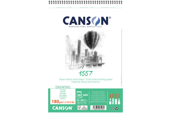 Blok za skiciranje Canson 1557 sitnog zrna 180 g/m² A4, 30 listova sa spiralom