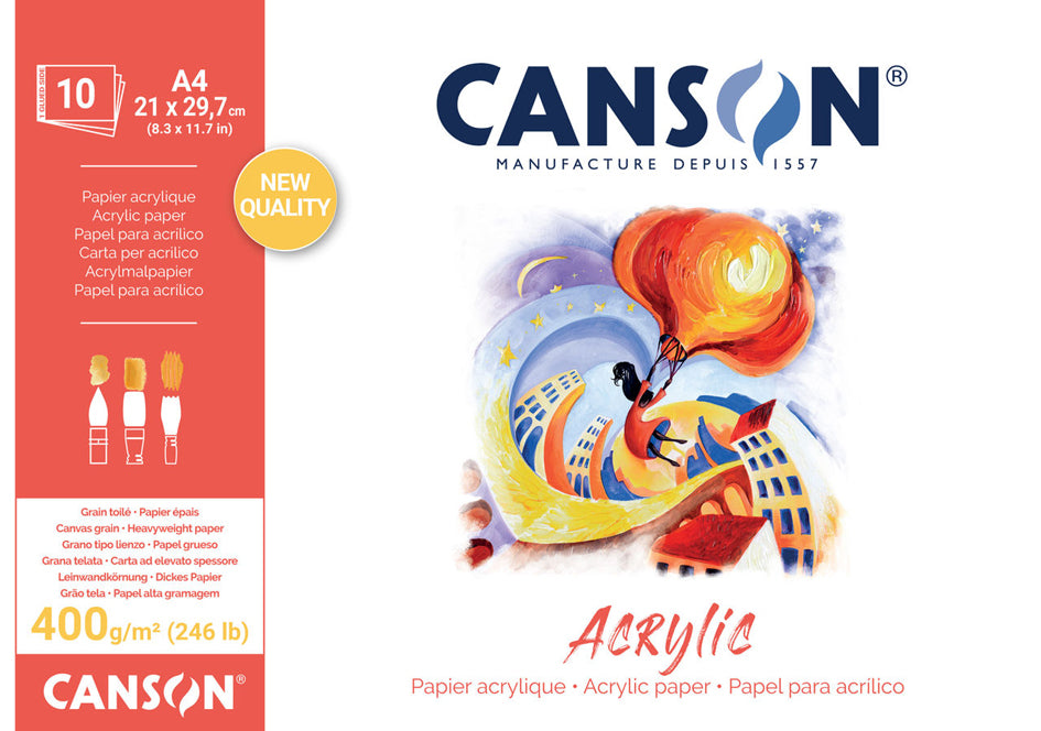Canson akrilni blok CP Natural White 400 g/m² - 10 listova, 24 x 33 cm