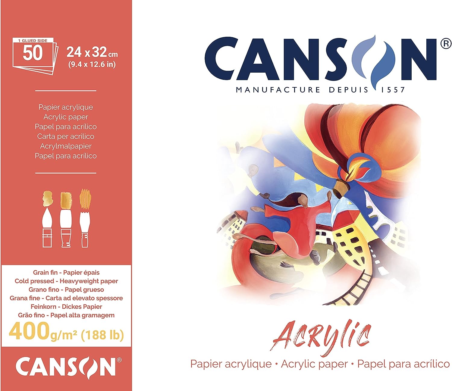 Canson akrilni blok CP Natural White 400 g/m² - 50 listova, 24 x 32 cm