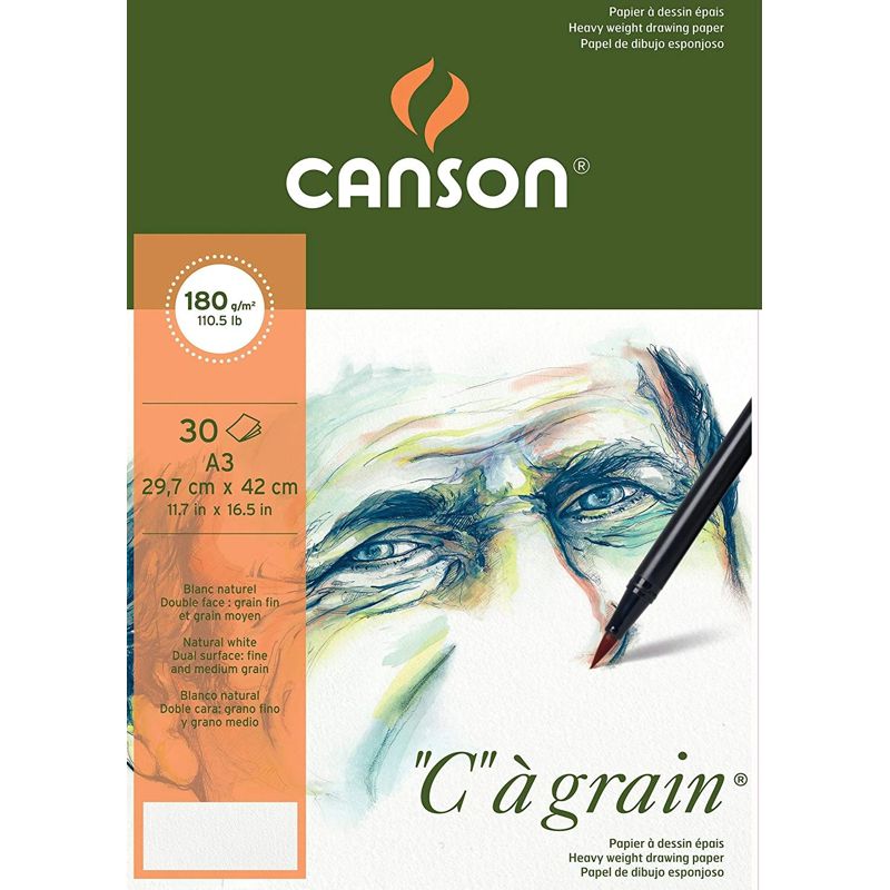 Canson C a grain blok za skiciranje 180 g A3, 30 listova, sitnozrnati lijepljeni