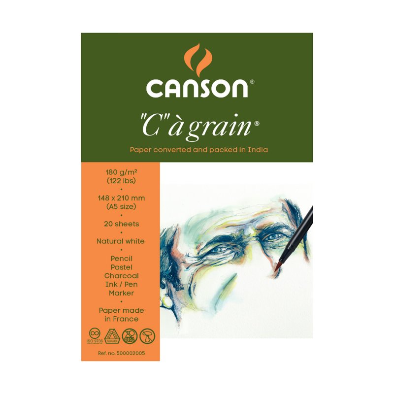 Canson C a grain blok za skiciranje 180 g/m² 30 listova A5 sitnozrnati lijepljeni