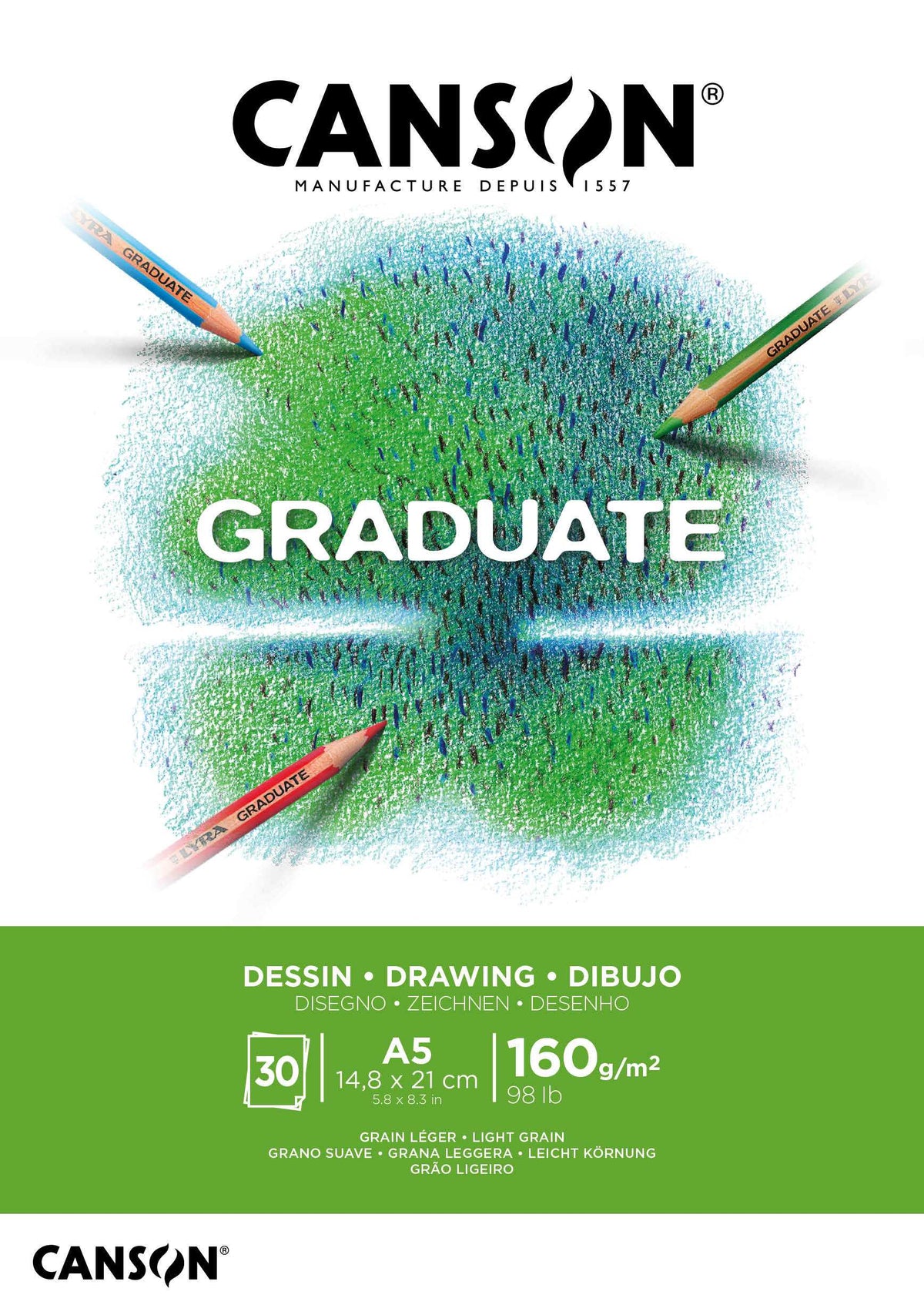 Canson Graduate blok za crtanje bijeli 160 g/m² 30 listova A5 lijepljeni