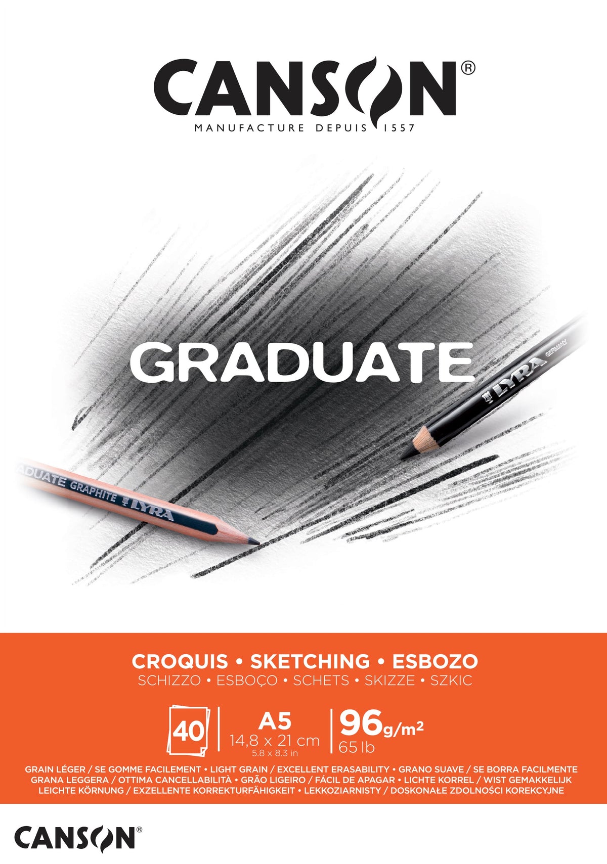 CANSON Graduate blok za skiciranje 96 g/m², 40 listova, A5, lijepljen