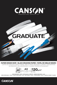Crni blok za skiciranje CANSON Graduate 120 g/m² A3 - 20 listova, lijepljeni