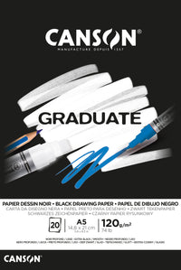 CANSON Graduate crni blok za skiciranje 120 g/m² 20L A5 ljepljen