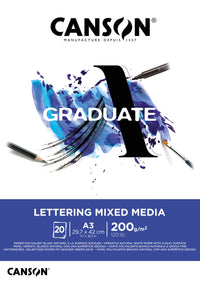 Canson Graduate Lettering Mix Media ljepljeni blok A3 - 200 g/m², 20 listova