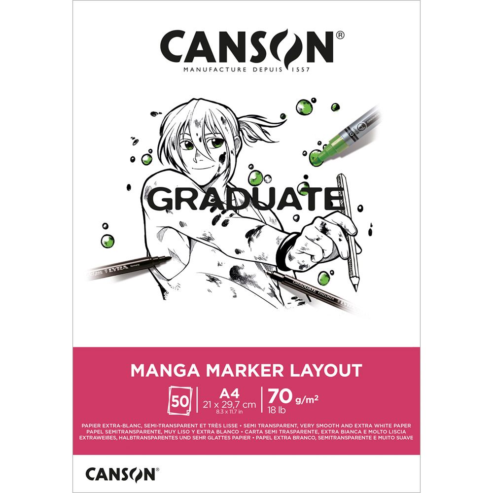 Canson Graduate Manga blok 200 g/m² - 30 listova, A4, ljepljen