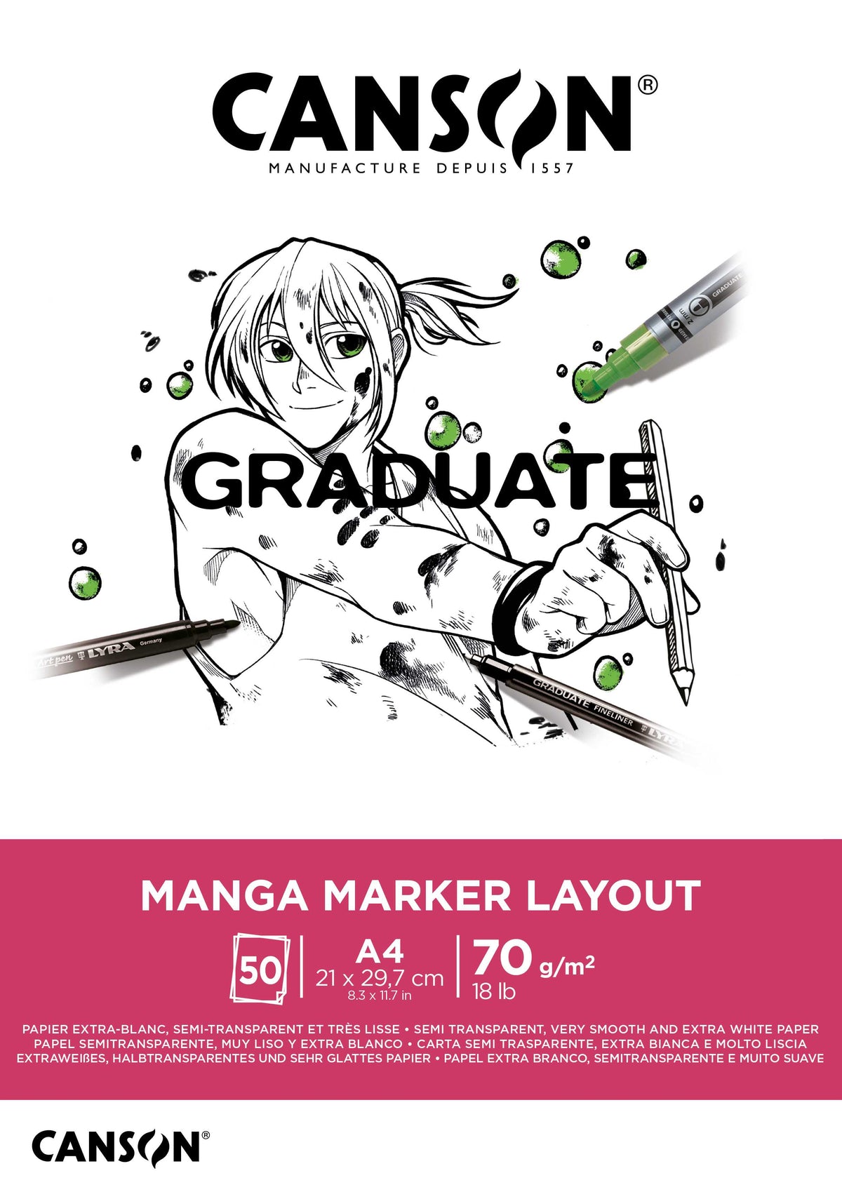 Canson Graduate Marker blok 70 g/m² 50 listova A4 lijepljeni