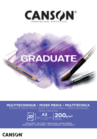 Canson Graduate Mix Media blok bijeli 200 g/m² - 20 listova, A3, ljepljen